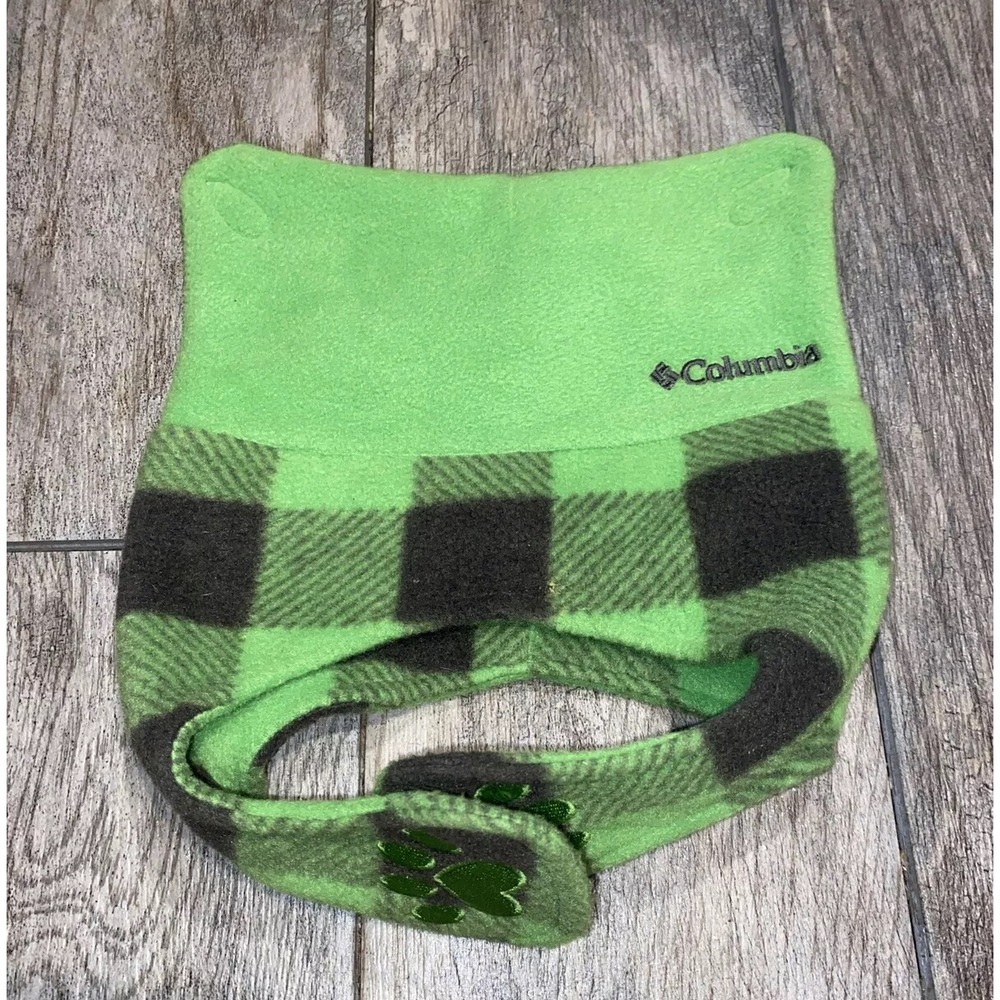 Columbia Winter Hat Green gray/brown Infant baby toddler One Size fleece